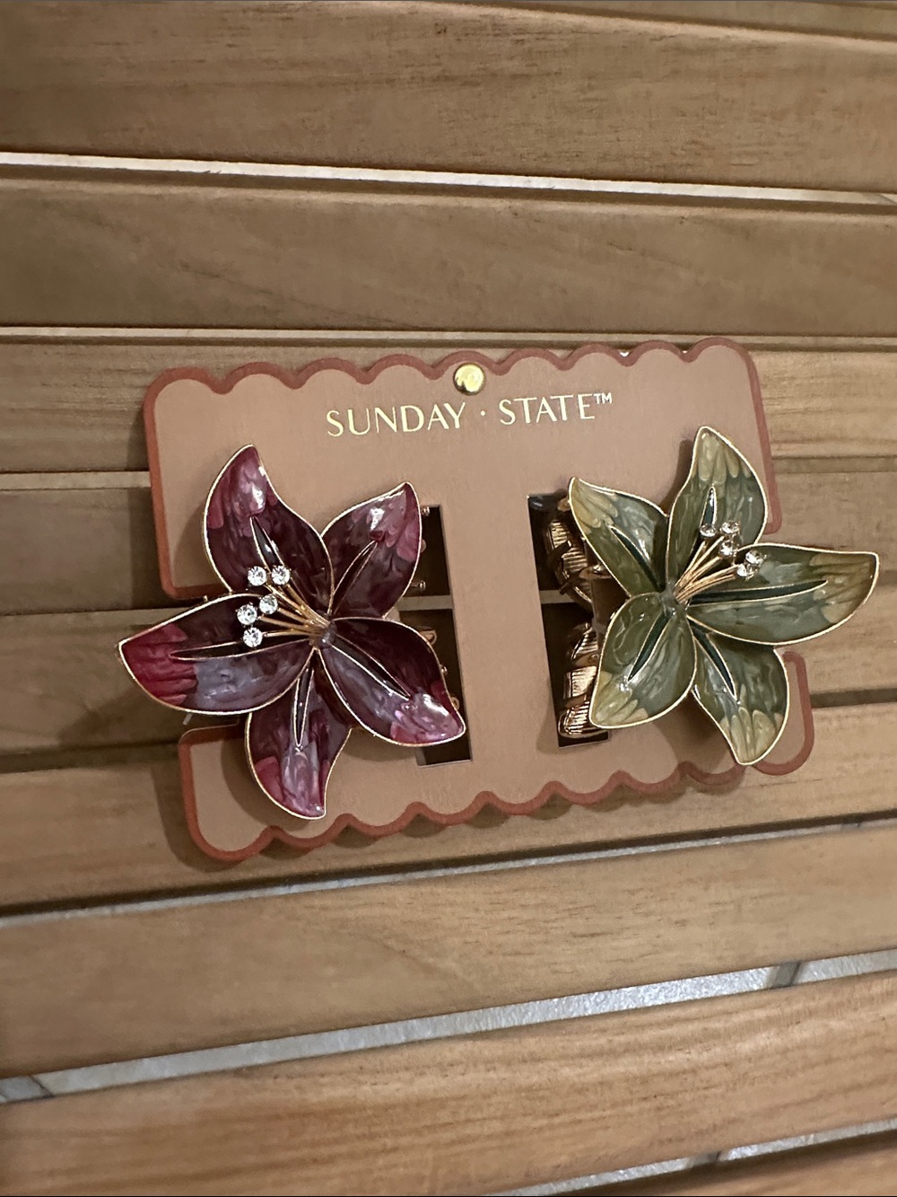 Sunday State Enameled Floral Metal Hair Clip Set of 2
